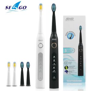 Seago Sonic Electric Toothbrush 3 brush heads for Adult 5 Cleaning Modes USB Charging Power Tooth Brush