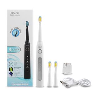Seago Sonic Electric Toothbrush 3 Replaceable Brush Heads for Adult USB Rechargeable Power Tooth Brush