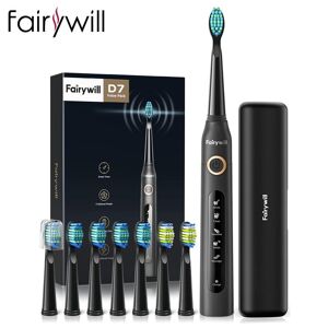 Fairywill Sonic Electric Toothbrush 5 Modes USB Charger 8 Brush Heads Travel Case FW-507