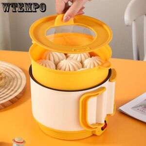 WTEMPO Multi Functional Electric Cooking Pot Student Dormitory Noodle Cooking Electric Pot Foldable Handle Portable Mini Cooking Pot Hot Pot with Steamer