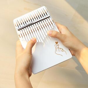 Musical 3 17 Keys Thumb Piano Kalimba White Finger Heart Pattern Solid Single Board Pine Mbira Mini Keyboard