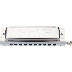 TOMTOP JMS Chromatic Harmonica 10 Holes 40 Tones Key of C Silver with Exquisite Box