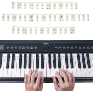 Musical 3 Free Paste Luminous Overlay Type 61 / 88 Keys Piano Note Colorful Marker Silicone Strips, No Glue Practice Sticker