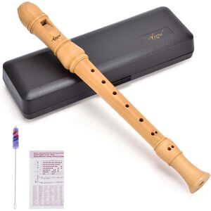 aiersimusic Maple Wood Professional C key Soprano Recorder Flute 3 Piece German or Baroque Style Blockflute with Hard Case