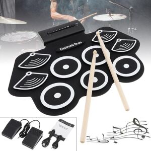 Musical 3 9 Pads Electronic Drum Set Roll-Up Drum Practice Pad w/ Drumsticks Sustain Pedal