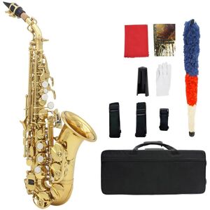 TOMTOP JMS Brass Golden Carve Pattern Bb Bend Althorn Soprano Saxophone Sax Pearl White Shell Buttons Wind