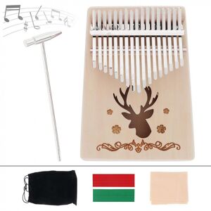Musical 3 17 Key Kalimba Elk Shape Sound Hole Thumb Piano with Tuning Hammer Bag Cleaing Cloth and Stickers