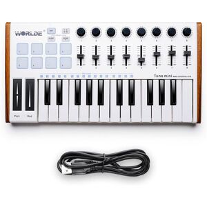 aiersimusic Worlde Tuna MIDI Controller Portable 25-Key USB Keyboard & Drum Pad Music Arranger Keyboard Electronic Sound Controller