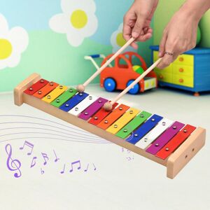 TOMTOP JMS 15 Note Glockenspiel Xylophone Wooden Base Colorful Aluminum Bars with 2 Mallets Educational