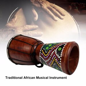 TOMTOP JMS 6in Djembe Drum Hand-Carved Solid-Wood Goat-Skin Traditional African Gift