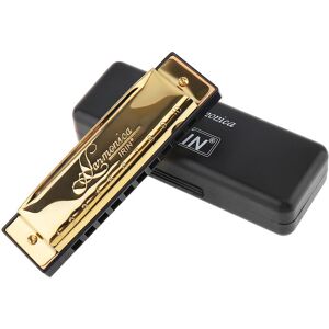 Musical 3 Gold/Silver/Blue/Black 10 Hole 20 Tone Blues Harmonica Keys ofC Mouth Organ with Black Storage Box