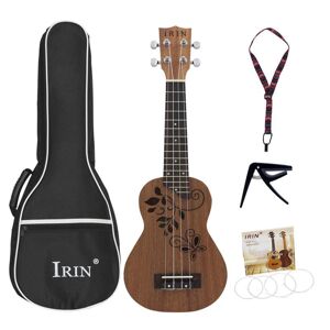 POTAN MUSIC 21inch Sapele Ukulele Hollow Carved Butterfly Leaves Rosewood Fingerboard Bridge Pad Small Guitar
