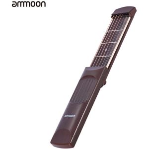 Ammoon Portable Pocket Acoustic Guitar Practice Tool Gadget Chord Trainer 6 String 4 Fret Model Rosewood Fretboard Wood Grain for Beginner Learner