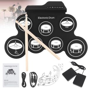 Musical 3 Electronic Digital USB 7 Pads Roll up Set Silicone Electric Drum Kit with Drumsticks & Sustain Pedal