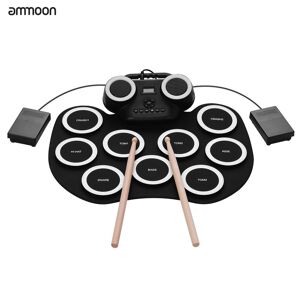 TOMTOP JMS Portable Rollup Electronic Drum Pad Silicon Digital Drum with Builtin Speakers Foot Pedals Headphone Monitoring Colorful Light Builtin Battery