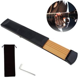 Musical 3 6 String 6 Fret ABS  Fingerboard Portable  Pocket Guitar Practice Tool for Beginner with Tuning Wrench, Velvet Bag, Chord Trainer