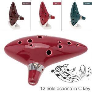 Musical 3 12 Hole Ocarina Ceramic Alto Mid Tone ToneC Flute Instrument Red Green Brown Optional