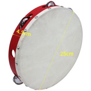 TOMTOP JMS 10 Inch Hand Tambourine with Metal Single Row 8pcs Metal Cymbals Jingles Sheepskin Drum Skin Wooden