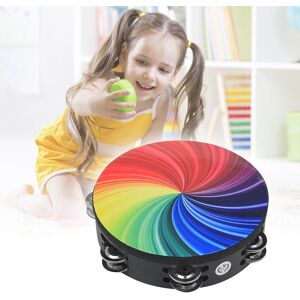 TOMTOP JMS 8 Inch Rainbow Tambourine Wooden Handbell Early Education Percussion Instrument with Double Row