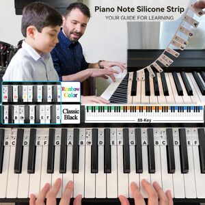 88 Key Full Size Piano Notes Guide Strip for Beginner Silicone Removable Reusable Piano Keyboard Note Labels No Sticky for Practices Learning MYY