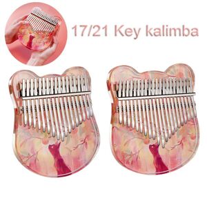 Musical 3 17 / 21 Keys Kalimba Crystal Painted Lucky Cat Thumb Piano Mbira with EVA Storage Case