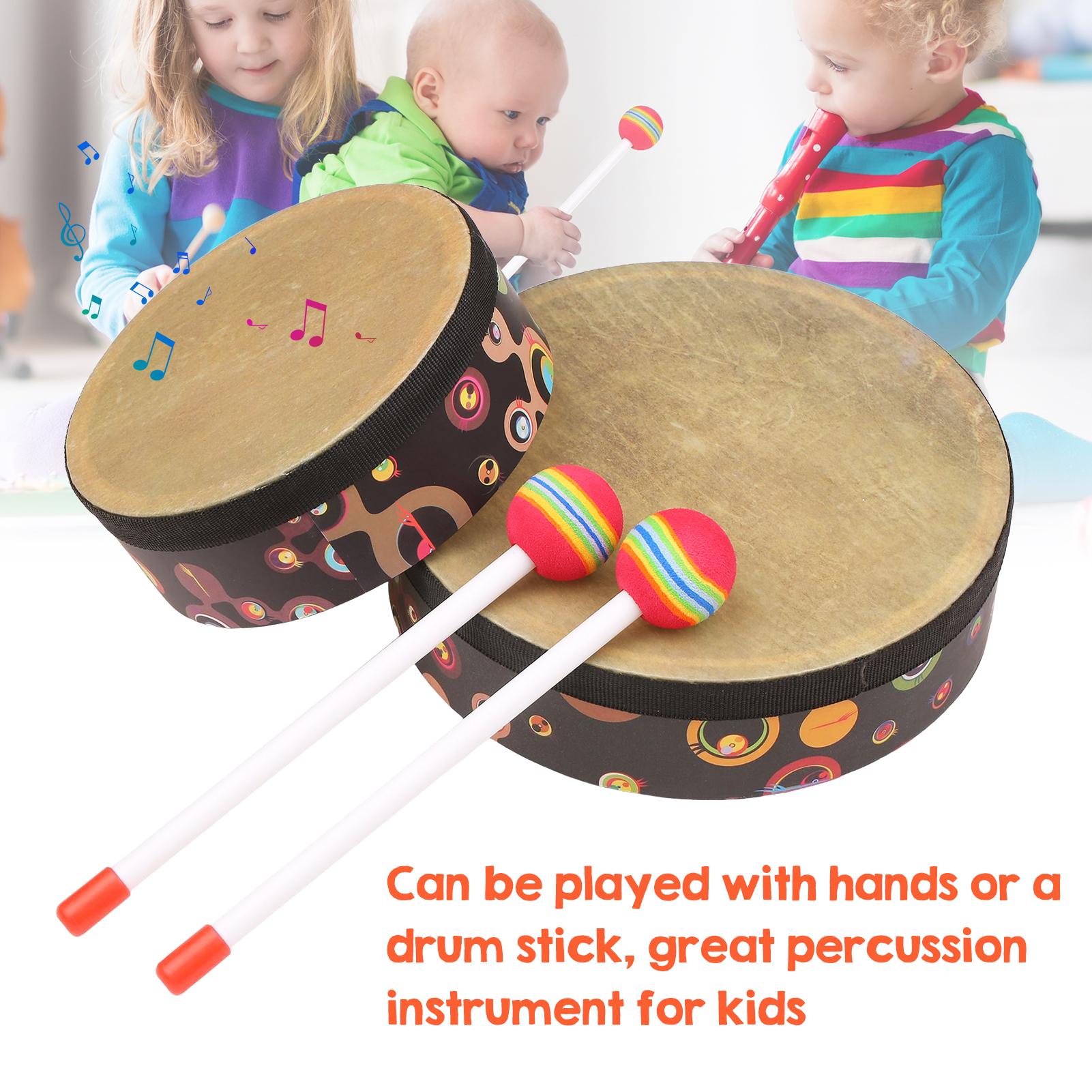 TOMTOP JMS Hand Drum Orff Music Percussion Instrument Portable Drum Instrument with Drumstick