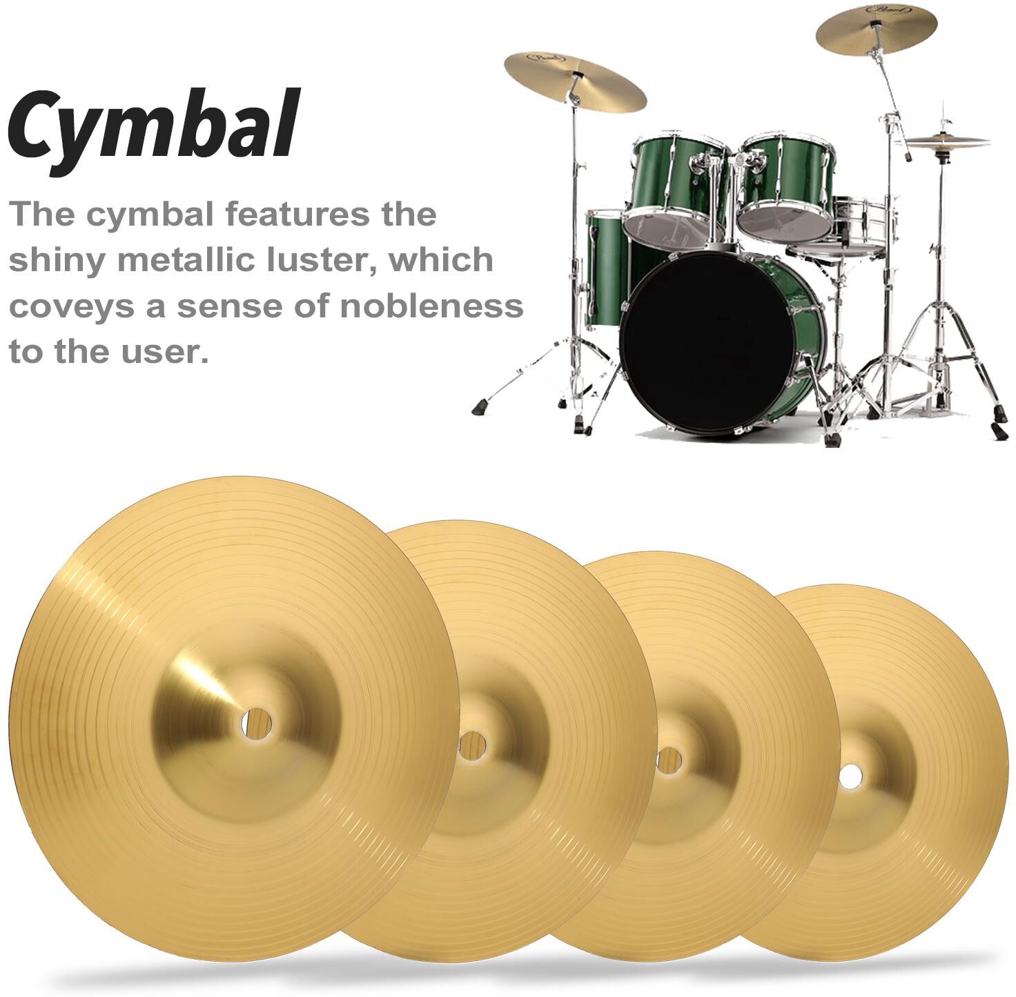 TOMTOP JMS Brass Crash Cymbal Drum Instrument Cymbals Practical Alloy Cymbal for Percussion Instruments