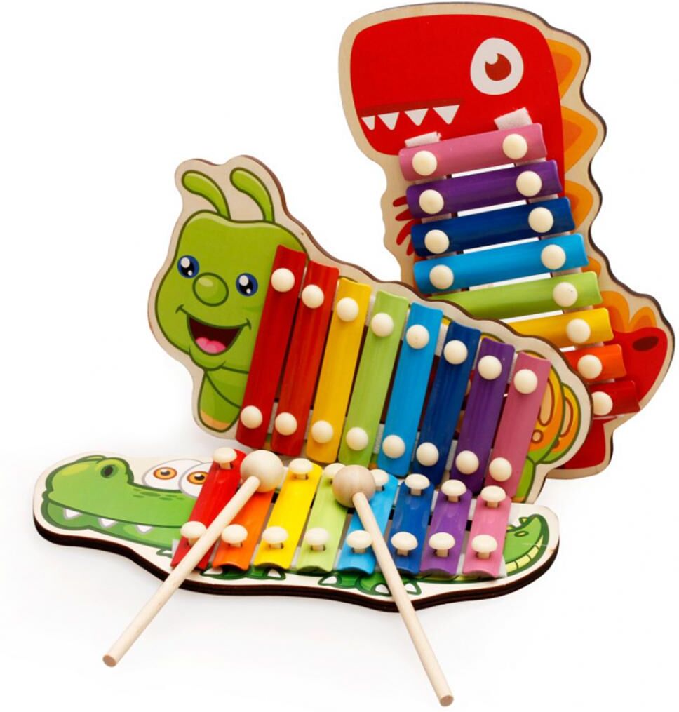 Wooden Hand Knock Musical Animal Xylophone 8 Keys Instrument Percussion Kids Toy