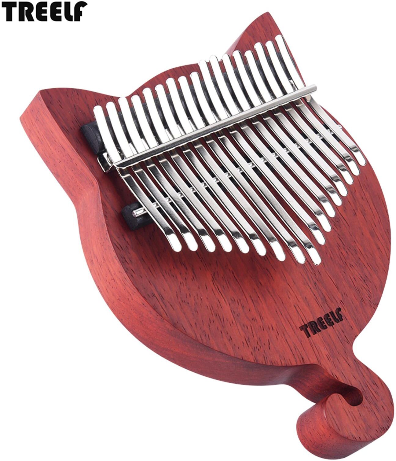 TOMTOP JMS TREELF TF-17CAT 17 Key Kalimba Solid Wood Thumb Piano Finger Piano Finger Precussion with Scale