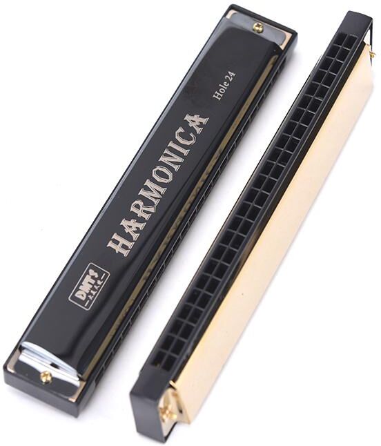 fuitfulla 1PC Portable  Harmonica Mouth Organ Double Row Blues Universal 24 Hole Key of C Play Harmonica Tremolo