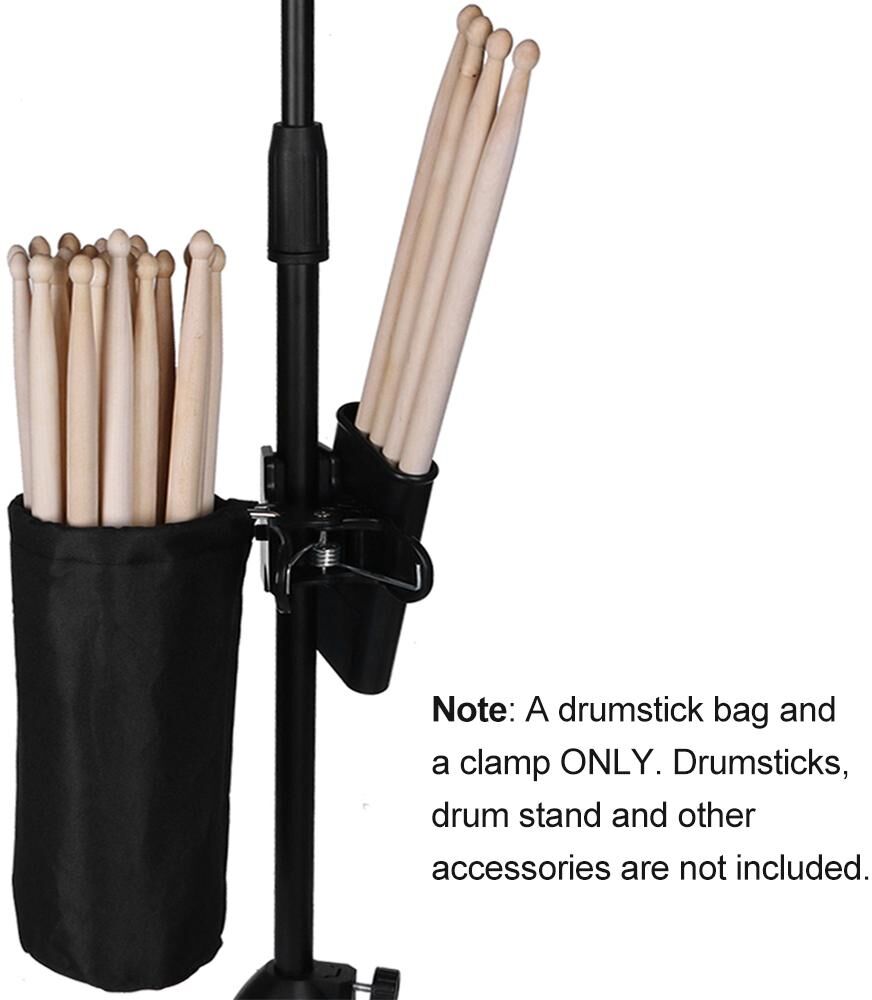 TOMTOP JMS Drumstick Holder for Drum Set Clamp on Drum Stick Storage Bag Oxford Cloth Large Capacity Clip on