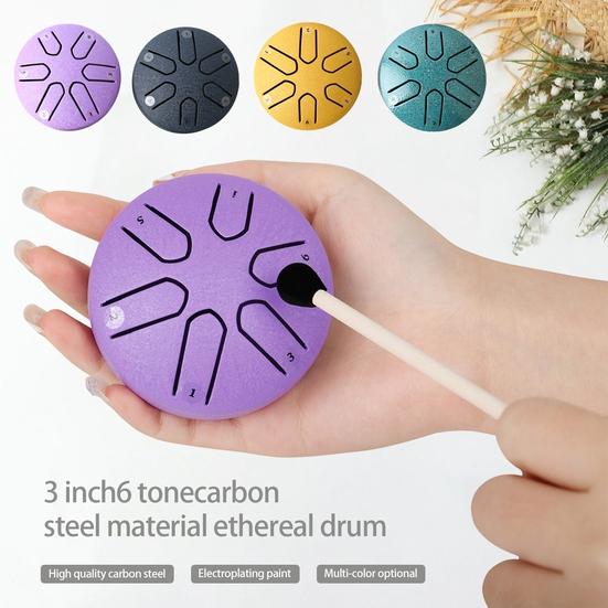 EDC Toy 3-Inch Steel Tongue Drum Steel Titanium Stable Strong Penetration Pure Sound Professional Music Practice Educational