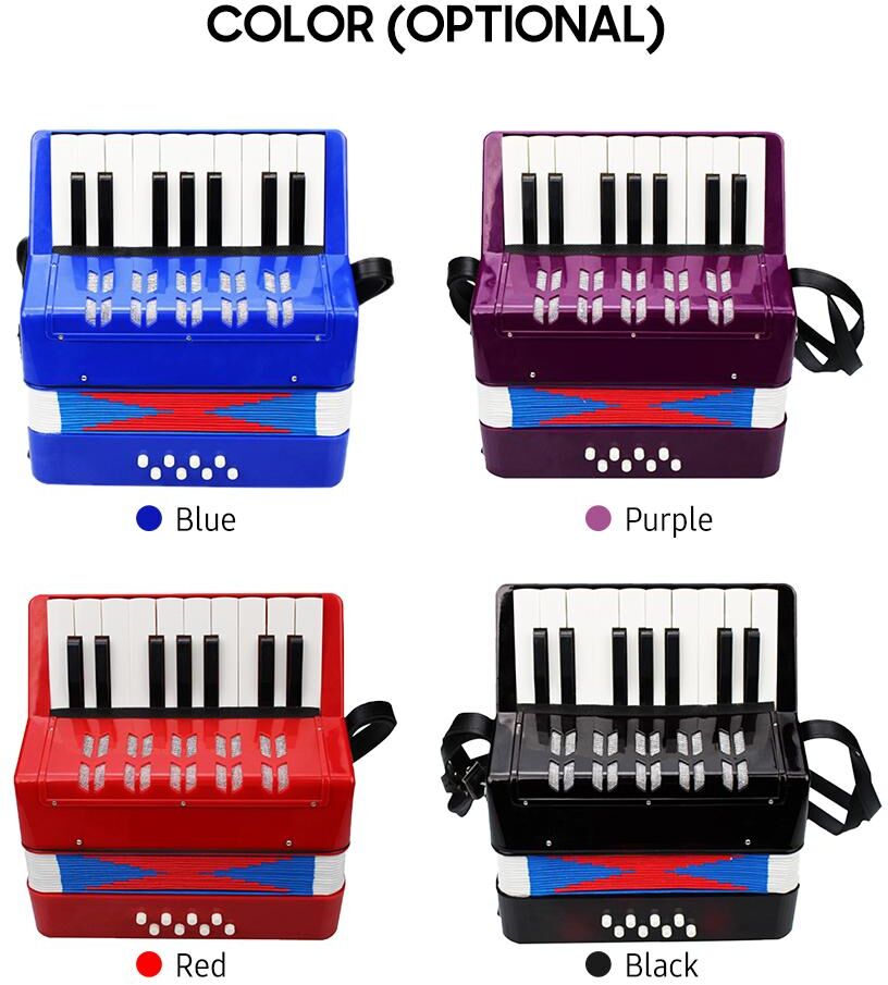 TOMTOP JMS Kids Children Accordion 17-Key 8 Bass Mini Small Accordion Educational Musical Instrument for