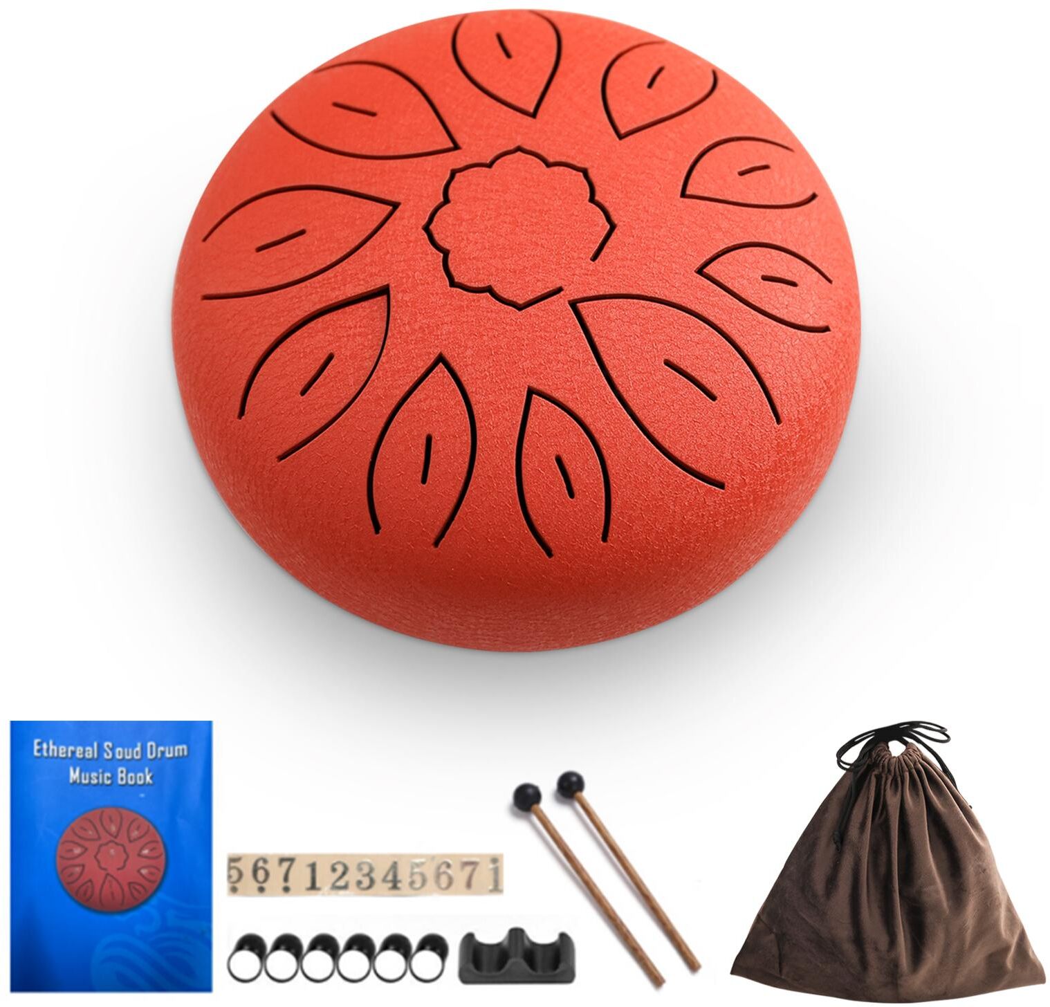 TOMTOP JMS 6-Inch Steel Tongue Drum 11 Notes Handpan Drum C Key with Drum Mallet Finger Picks Percussion