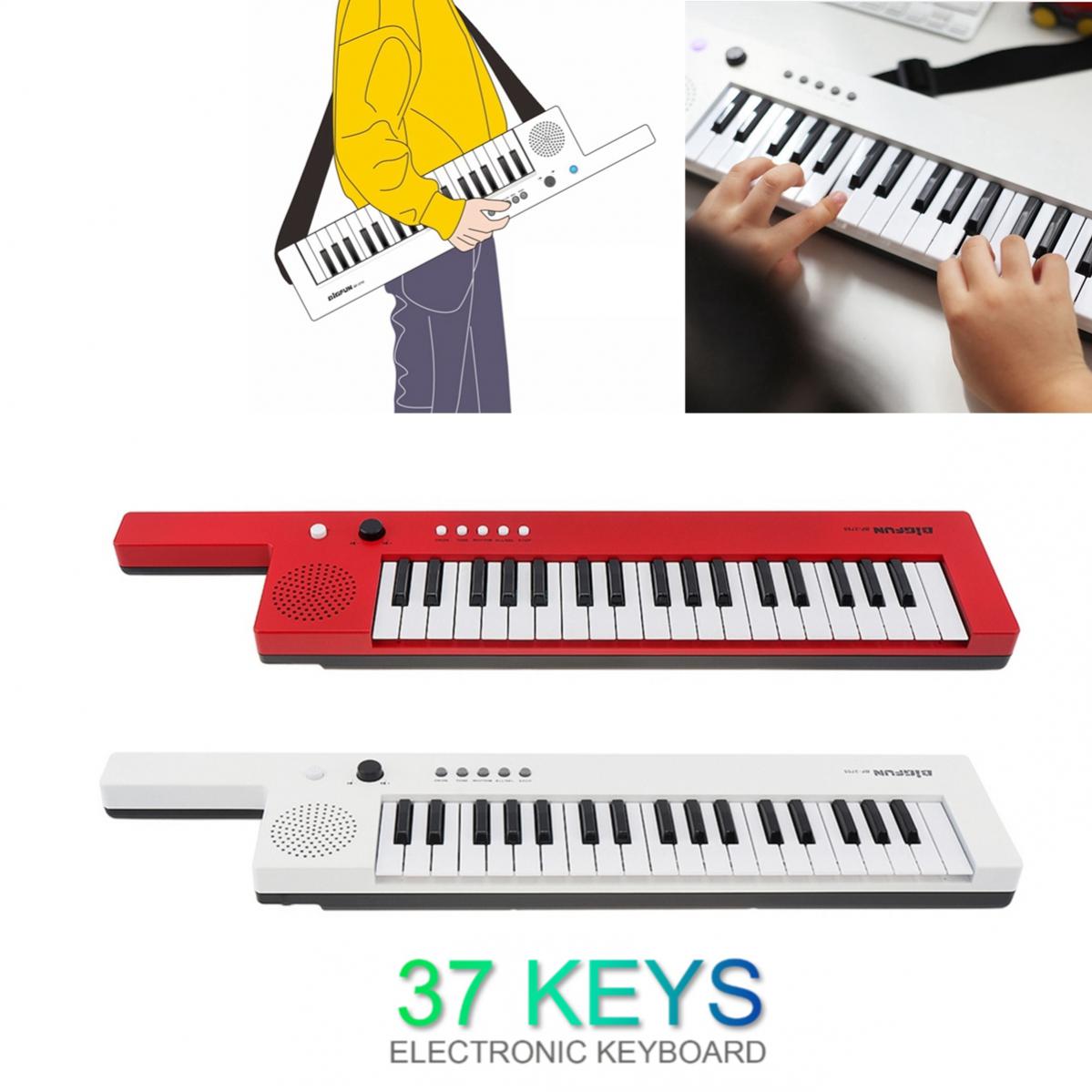 Musical 3 Rechargeable 37 Keys Guitar Electronic Organ Mini Key Board Children Piano with Shoulder Strap and Microphone