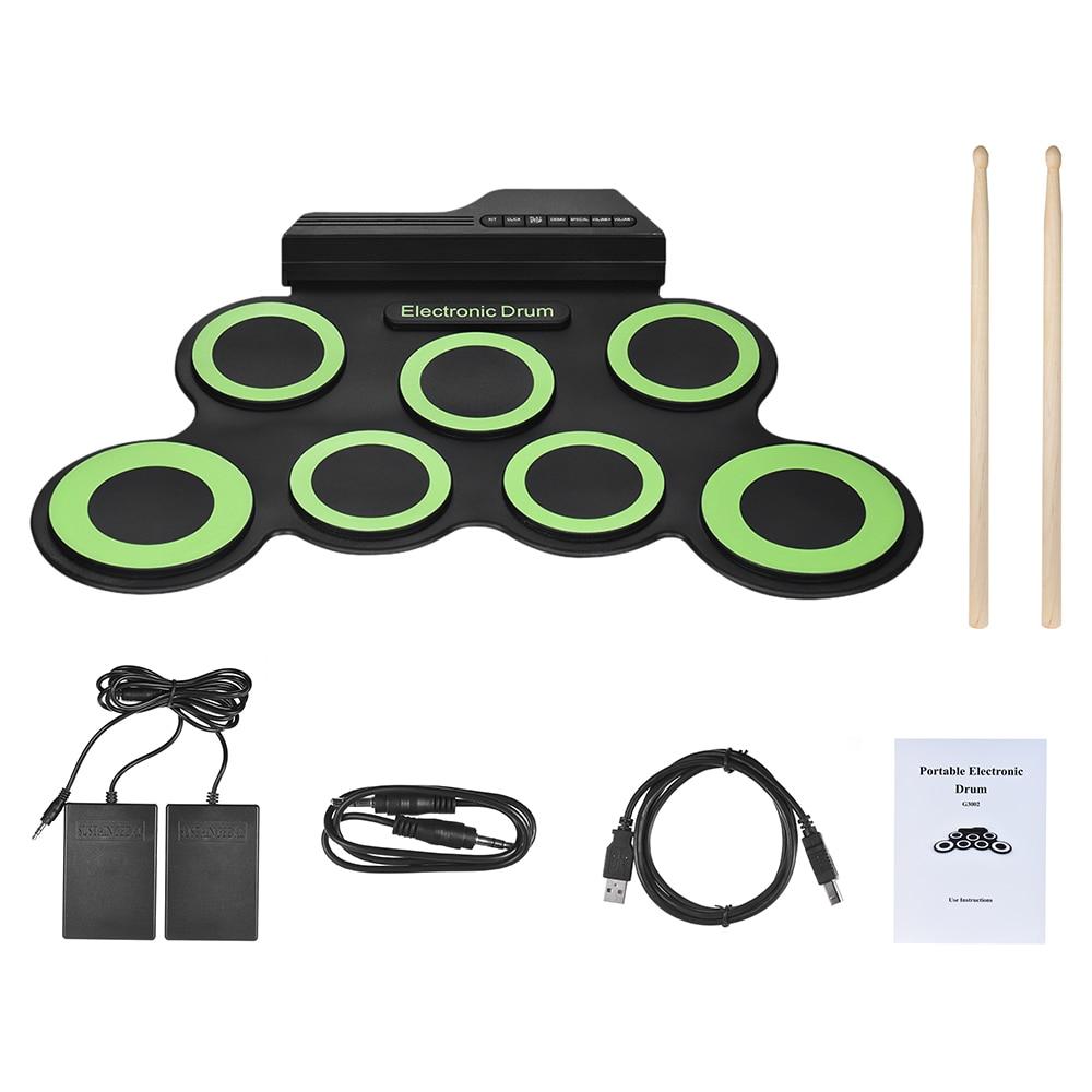 HOD Health&Home Portable Electronic Digital Drum Kit Usb 7 Pads Roll Up Silicone Set