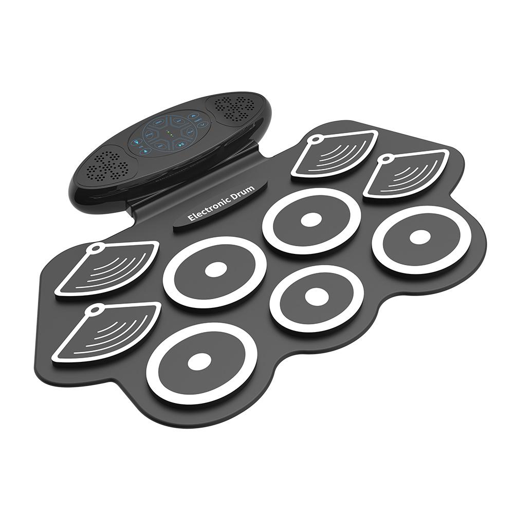 TOMTOP JMS Portable 9 Pads Electronic Drum Set Roll Up Silicone Practice Drum Pad Built-in 2 Speakers Stereo