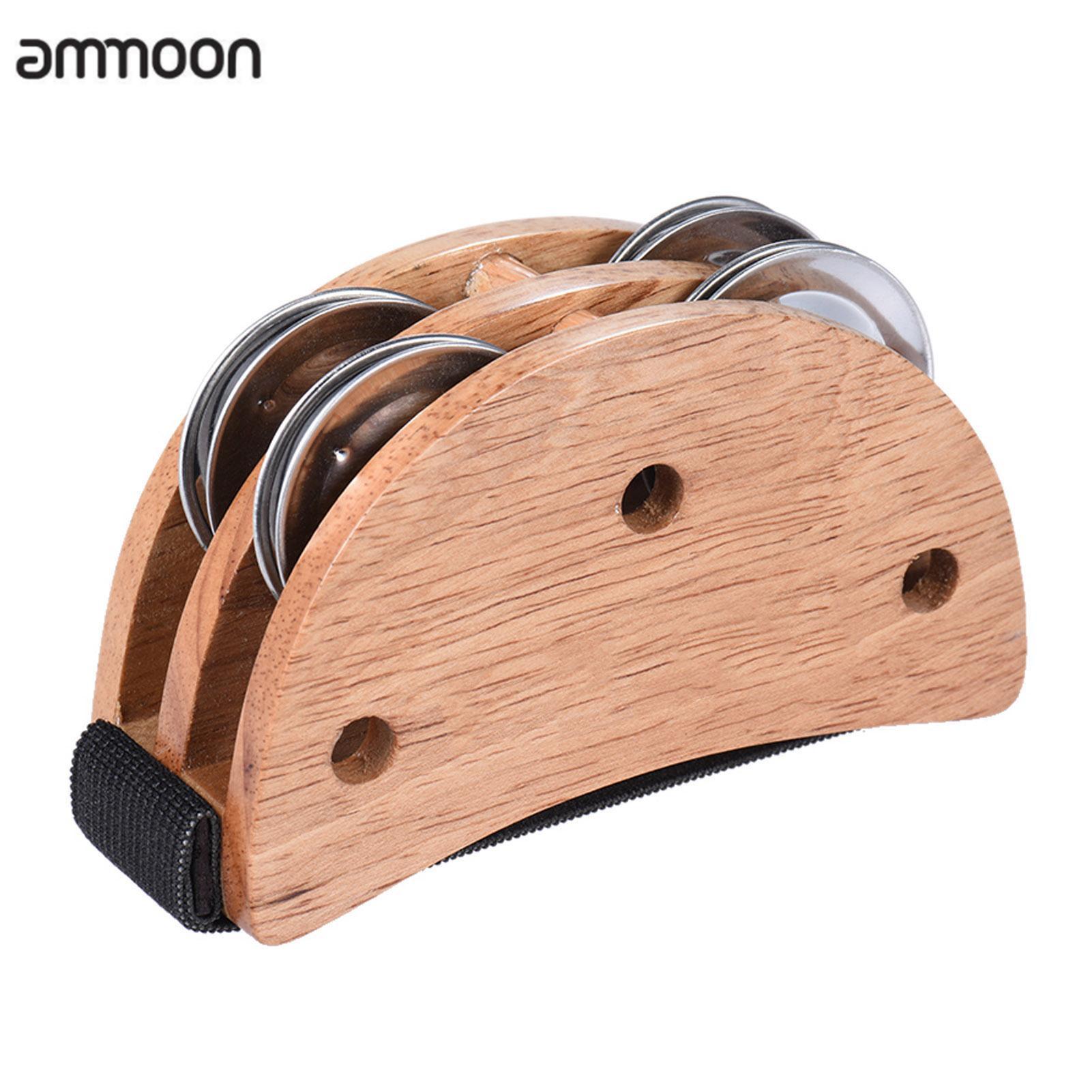 Ammoon Elliptical Cajon Box Drum Companion Accessory Foot Jingle Tambourine for Hand Percussion Instruments