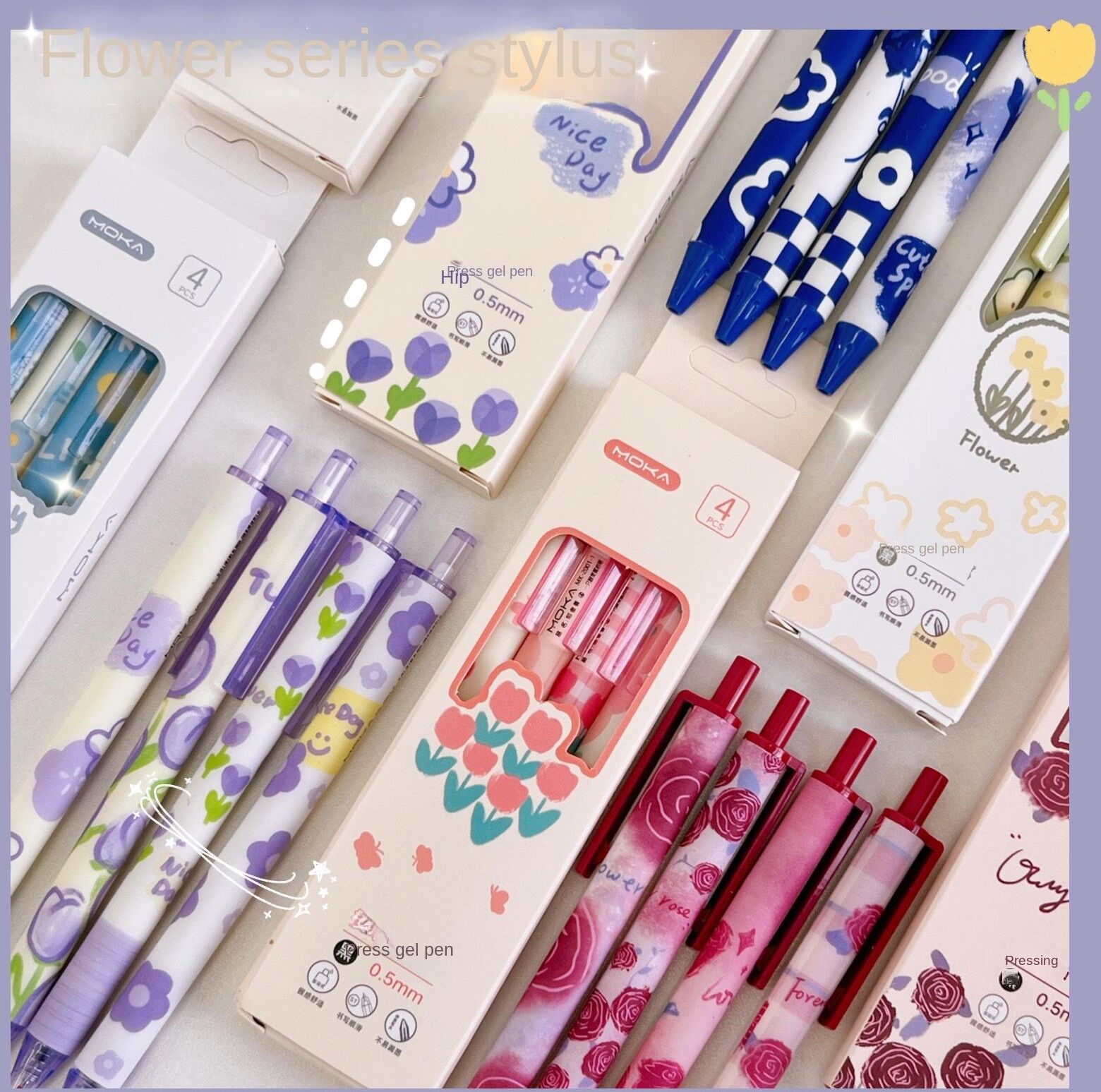 Happypilot 4Pcs/set Cartoon Pattern Gel Pen Student Writing Pens Creative Signature Pen Cute Stationery Office School Supplies