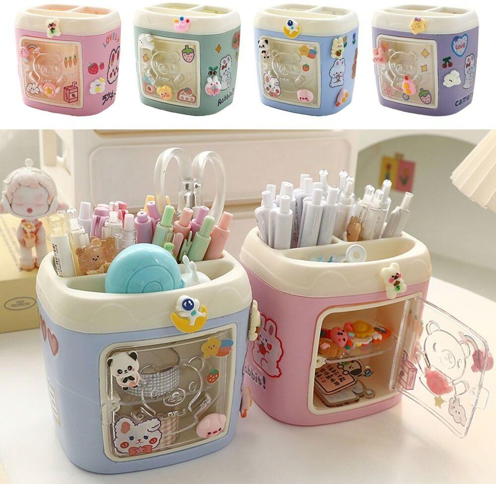 CSbinluo Kawaii Pen Holder Stationery Brush Storage Container Multifunction Desk Organizer  Office Supplies