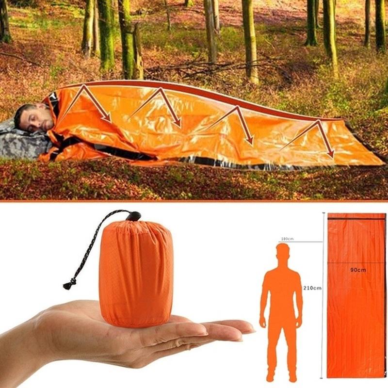 Sports & Outdoors & Traveling 32 Portable Emergency Sleeping Bag Waterproof Survival Camping Hiking Travel Tools