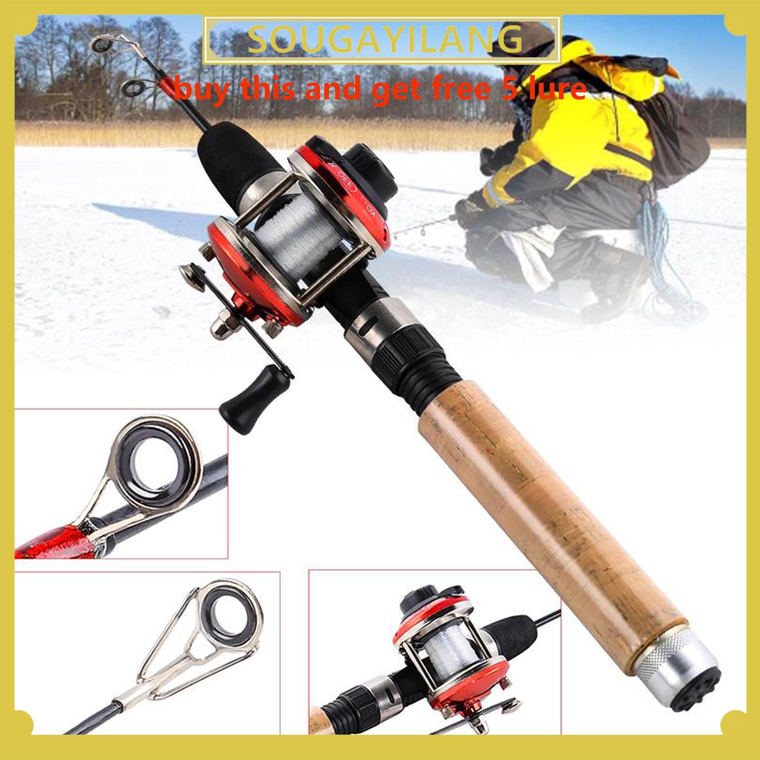 SOUGAYILANG Ice Fishing Spinning Combo Kit Ice Fishing Rod and Casting Reel for  Winter Trout Bass Fishing