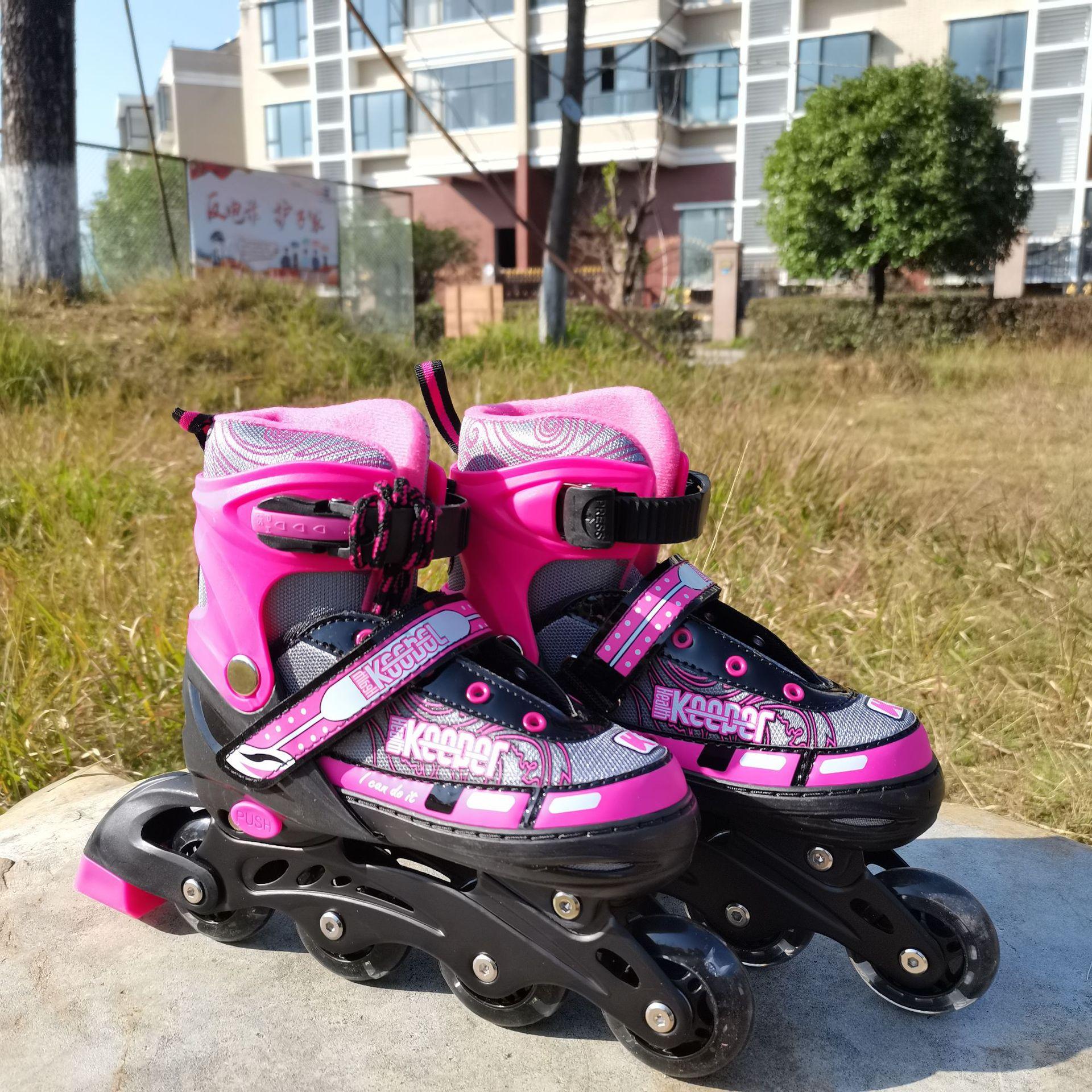 91460000MABYJYNK4W Factory direct salesPUFull Flash Single Row the Skating Shoes Men's and Women's Skates Children's Sports Roller Skates Straight Row Flashing