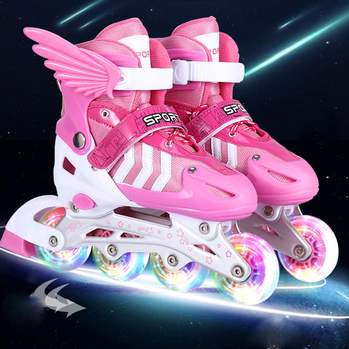 JJ-Home Full Flash Glowing Boys Girls Children Inline Skates Roller Skating S/M/L Christmas Gift For Children Comfortable Breathable