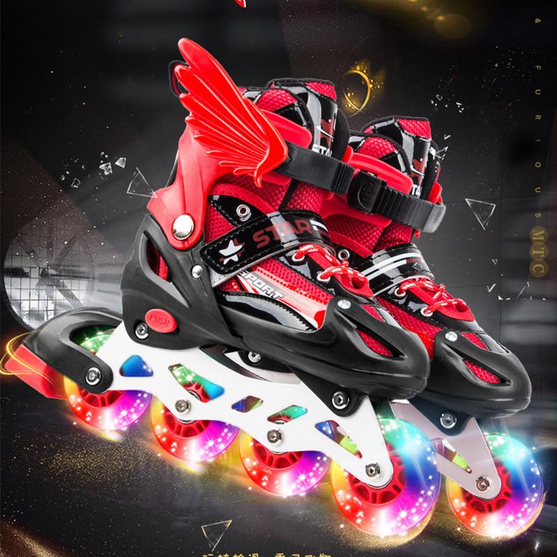 Lucky Variety Roller Skates Children's Skating Shoes Adjustable Telescopic Pulley Shoes Flash Men and Women Roller Skates