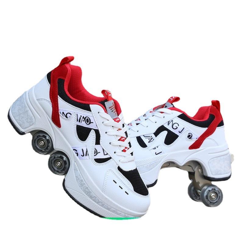 BEYIII Jewelry Deformation Shoes Invisible Four -Wheel Double -Row Dual -Use Sports Shoes Roller Skates Children 'S Roller Skating Shoes