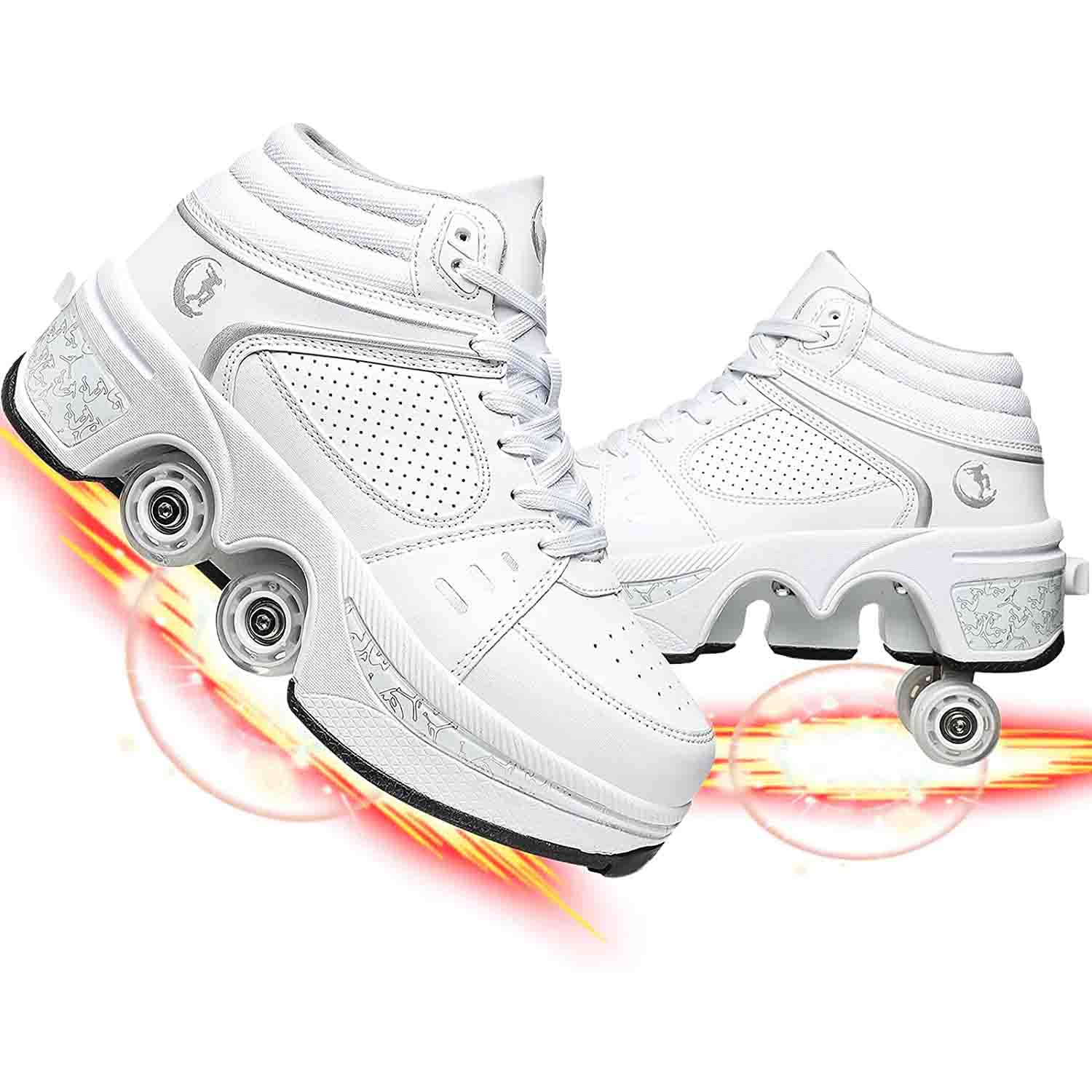 Good Living Outdoor Quad Wheel Rink Skates Deformation Skating Shoes For Adult /Kids /Girls /Unisex /Beginners Sneakers