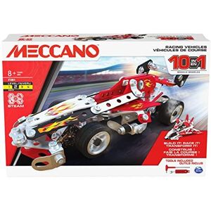 GiraffeKids Meccano, 10-in-1 Racing Vehicles STEM Model Building Kit with 225 Parts and Real Tools, Kids Toys for Ages 8 and up