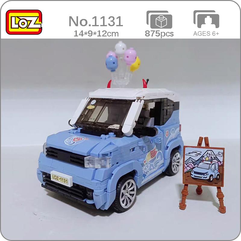 LOZ 1131 Vehicle Model Blue Fish Car Jeep Balloon Mount Fuji Easel Model DIY Mini Blocks Bricks Building Toy for Children no Box