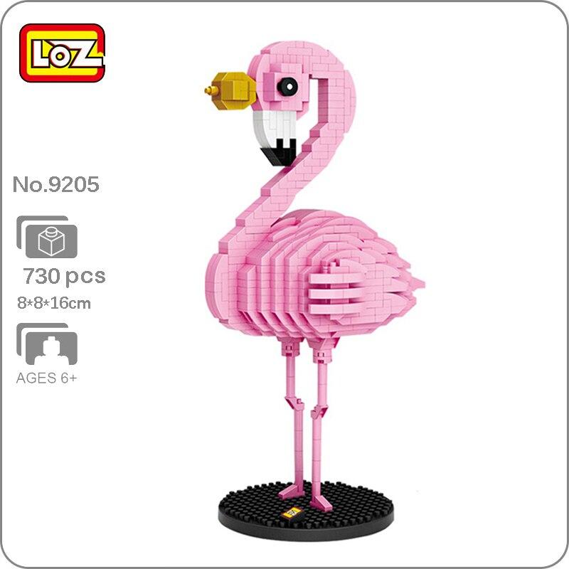 LOZ 9205 Animal World Cartoon Crown Flamingo Pink Bird 3D DIY Mini Diamond Blocks Bricks Building Toy for Children Gift no Box